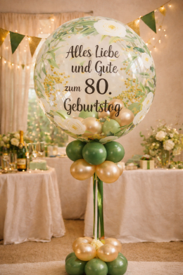 Ballon mit Blumen in Rosegold und Eukalyptus